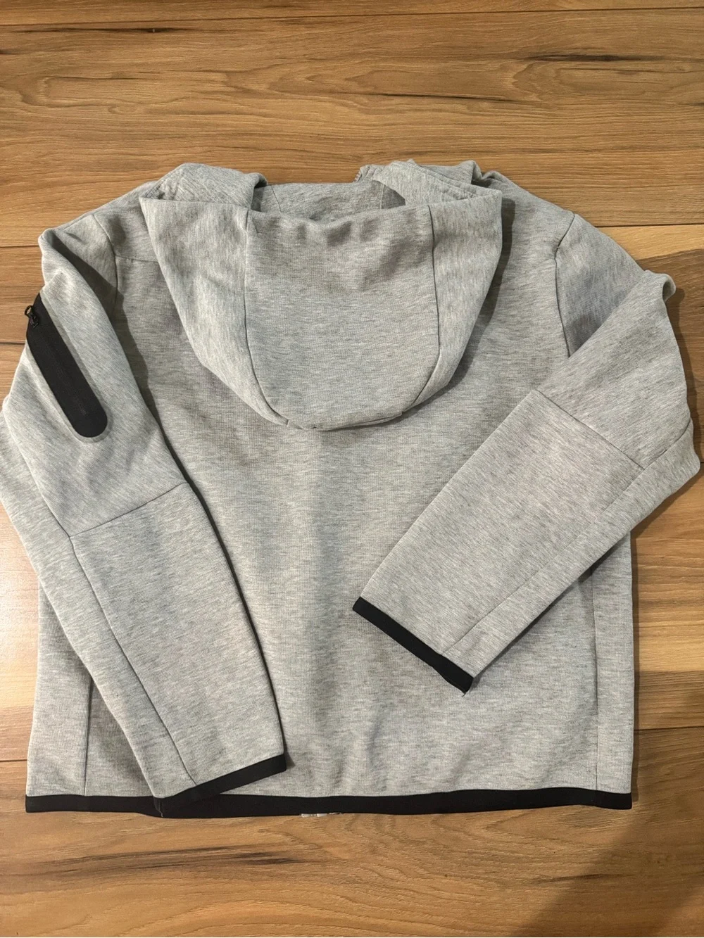 Nike Tech Kids Light Gray Hooded Zip Jacket with Black Trim